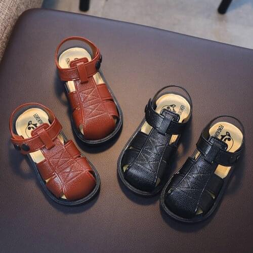 Summer Children Soft Leather Sandals Toddler Baby Girls Boys Solid Sandals Shoes Slippers Antislip Sole Kids Toddler Shoe