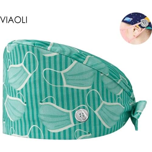 Scrubs Caps Cleaning Cap Wholesale Prices Cotton High Quality Pet Grooming Nursing Work Hats Dental Hospital Medica Caps Button