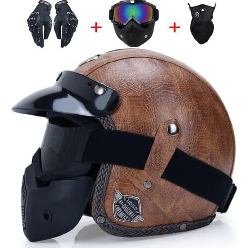 Open Face 3/4 Helmet Motorcycle Mens Vintage Retro Motorcross Cascos Moto Jet Crash Casque Pilot Cafe Racer Classic Capacete