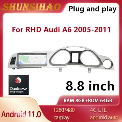 Ouchuangbo Android 10 Qualcomm GPS Navig For 8.8inch A6 C6 A6L 2005-2011 RHD multimedia 1080P car radio autoradio carplay