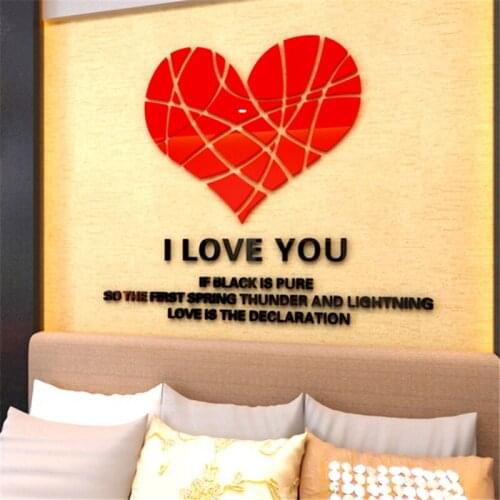 Warm Love 3d sticker Creative DIY Puzzle Acrylic Crystal Wall Stickers Living room sofa bedroom wall art Wedding decoration gift