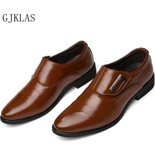 Loafers Dress Business Leather Shoes Men Classic Big Size 48 Brown Black Formal Shoes for Men Office Oxford Leather Shoes Man