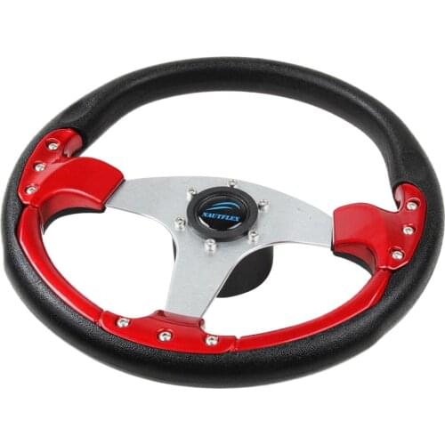 Universal Aluminum 3-Spoke Marine Boat Steering Wheel PU Grip 3/4 inch Shaft, with Center Cap