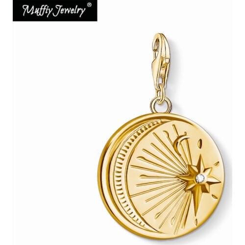 Vintage Moon & Star Charm, 2019 Romantic Gift In 925 Sterling Silver Fit Bracelet,Europe Style Club Good Jewelry For Girls Women