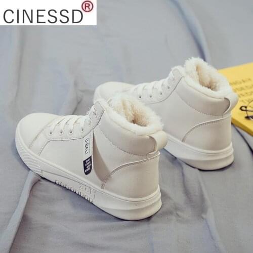 2021 Winter Boots Women Ankle Boots Warm PU Plush Winter Woman Shoes Sneakers Flats Lace Up Ladies Shoes Women Short Snow Boots