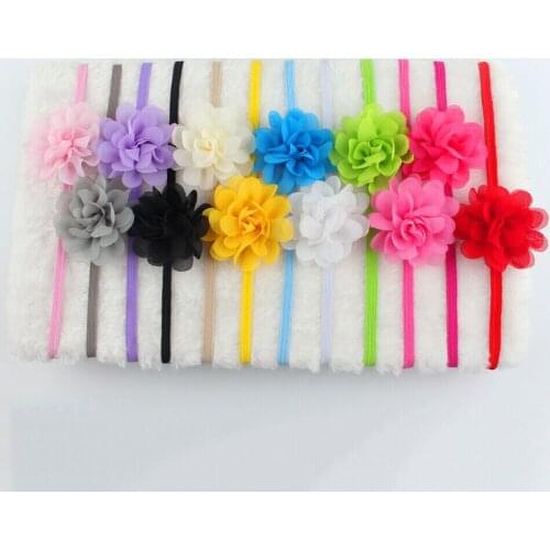 12pcs/lot Gum for Hair Baby Headband for Girls Elastic Flower Solid Hair Band Accessories Cute Headwear