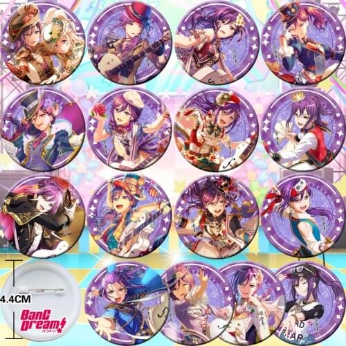 16Pcs BanG Dream! Tsurumaki Kokoro Seta Kaoru Badge Collect Backpack Bags Bedge Button Brooch Pin Souvenir Anime Cosplay Gift