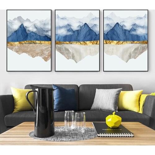 3pcs Chinese Style Foggy Mountain Forest Lanscape Canvas Painting Poster And Print Wall Art Pictures For Living Room Home Decor