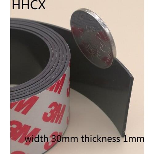 5Meter/lot Rubber Magnet 30*1 mm 3M self Adhesive Flexible Magnetic Strip Rubber Magnet Tape width 30mm thickness 1mm 30mm x 1mm