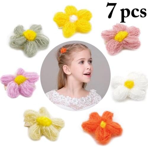 7Pcs/Set Womens Hairpin Candy Colors Flower Decor Mini Alligator Hair Clip Hair Barrette For Women Ladies Girls Hair Accessories