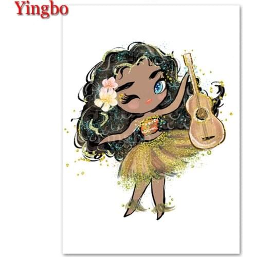 5D DIY Diamond Painting Cartoon Girl Violin Cross Stitch Embroidery Complete Kit Picture Of Rhinestones Mosaic Decoration Home