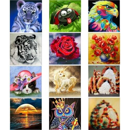 DIY 5D diamond painting cartoon animal landscape flower round diamond mosaic home decoration pattern handmade new year gift