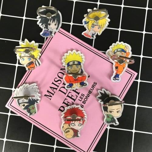 Anime Naruto Mobile Phone Stand Holder Buckle Bracket Cosplay Props Uchiha Itachi Kakashi Akatsuki Finger Ring Socket Foothold