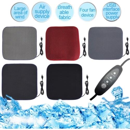 Car Air Ventilated Fan Cushion Car Seat Pad Ventilation Cushion USB Fan Cushion For Office Chair USB Cooling Car Seat Cushion