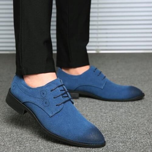 British Vogue Men Wedding Business Dress Shoes Man Pointed Toe Brogue Bullock Office Footwear Shoes Pop New