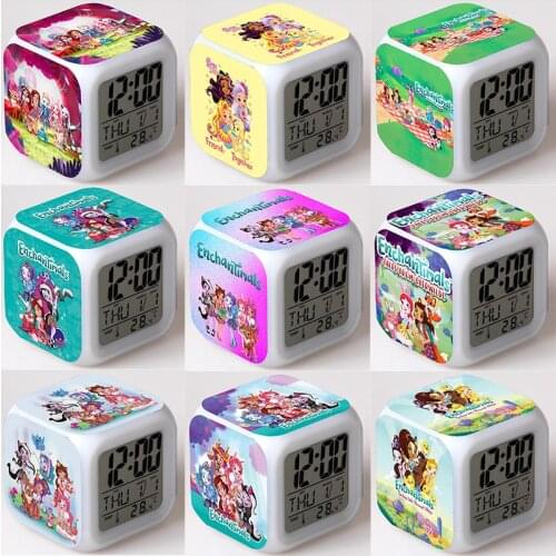Toys Enchantimals Print Alarm Clock Students Desk Clock Children Led Digital Clock with Date Thermometer Boy Girl Birthday Gift