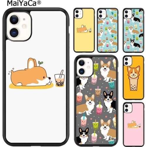 MaiYaCa Corgi and Bubble Tea Phone Case Cover For iPhone SE 6 6s 7 8 plus X XR XS 11 12 pro max Samsung Galaxy S8 S9 S10 shell