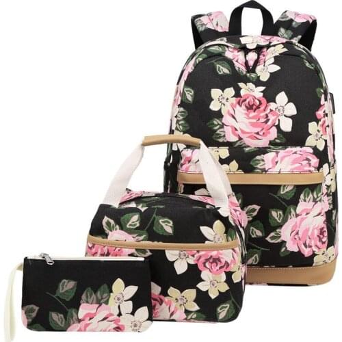 High quality canvas school bags for girls schoolbag Fashion Flowers printing backpack for ladies backpacks mochilas rucksack