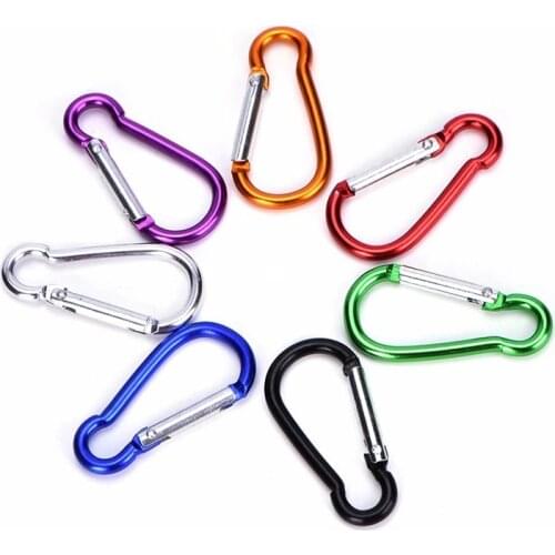 Climbing Button Carabiner D-Ring Clip Camping Hiking Hook Outdoor Sports Multi Colors Aluminium Safety Buckle Keychain Random