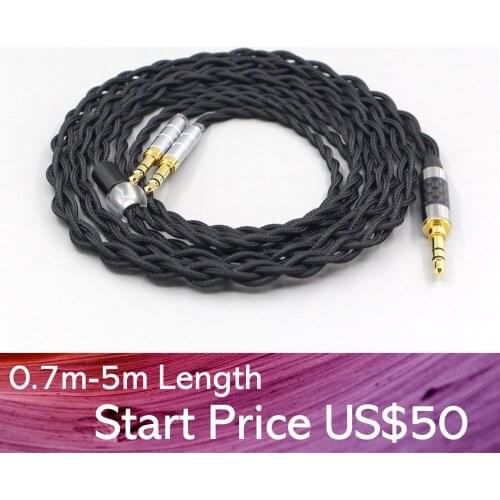 LN007442 Pure 99% Silver Inside Headphone Nylon Cable For Pioneer Amiron Home Aventho Pioneer SE-MONITOR 5 SEM5 3.5mm Pin