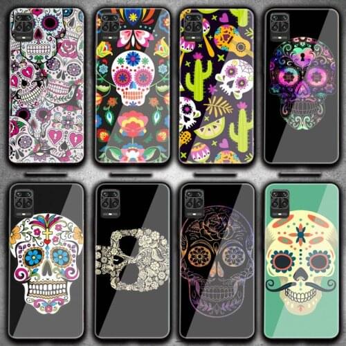 Mexican Skeleton Tattoo Sugar Skull Phone Case For Redmi 4X 5 5plus 6 6A Note 4 5 6 6pro 7 Xiaomi 6 8se Note 3 Tempered Glass