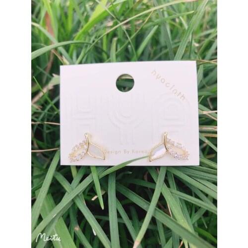 S925 Silver Ear Needle Stud Earrings Minimalist Fresh Water Shell Tail Brass14kGold South Korea Jewelry for Women HYACINTH 2021