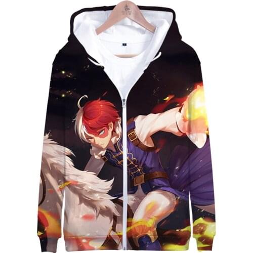 My Hero Academia Shoto Todoroki 3D print autumn and winter Holiday passionate style Men/Women casual Streetwear Style Zip hooded