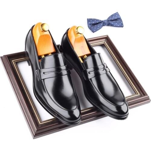 Yomior 2021 Business Casual Men Shoes British Formal Dress Leather Shoes Slip-On Loafers High Quality Wedding Party Oxfords