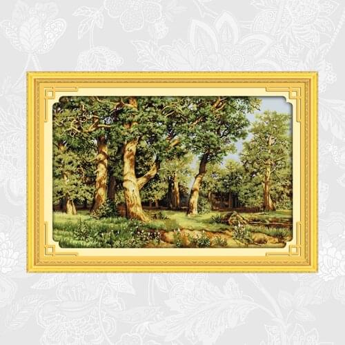 Joy Sunday Oak forest Cross Stitch kits Printed Aida Canvas Cross-stitch landscape DIY Handmade Needlework Embroidery Sets
