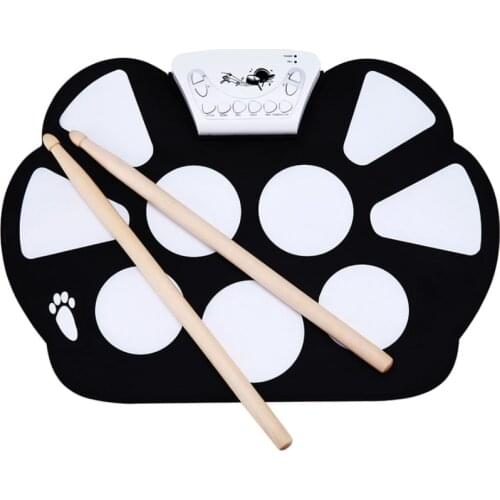 Roll Up Drum Kit 9 Pad Recording Foot Pedals MP3 Jack USB Interface