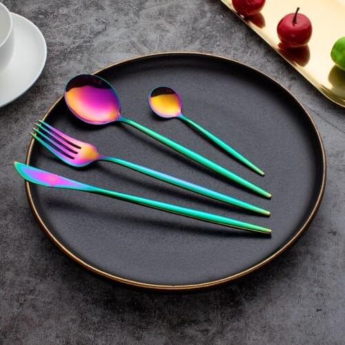 Gold Cutlery Set Forks Spoons Knives Tableware Steel Cutlery Set Stainless Steel Dinnerware Set Chopstick Spoon Knife Fork