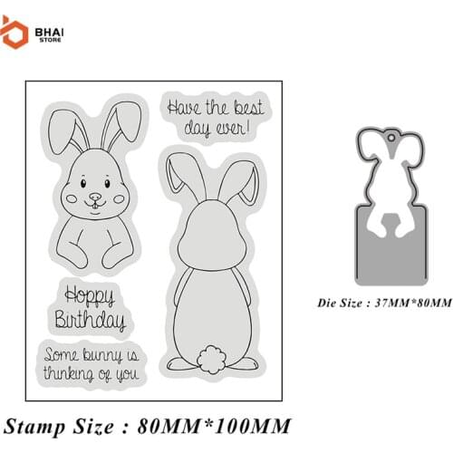 2021 New Arrivals Bunny Card Tags Metal Cutting Dies and Stamps for DIY Scrapbooking Photo Album Decorative Embossing DIY Paper