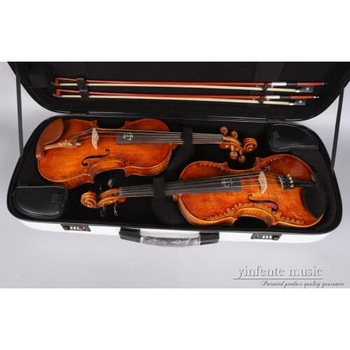 New double violin case 4/4 high strength carbon fiber violin case WHITE can put one violin+one viola