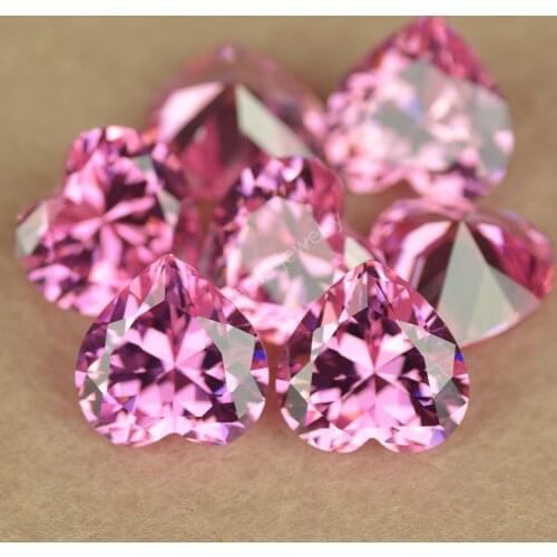 Wholesale 2*2~15*15mm AAAAA Grade Heart Brilliant Cut Pink Cubic Zircon Stone Lab Grown Gems For Jewelry Accessory