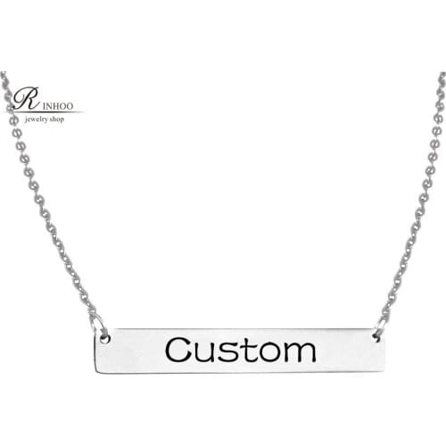 Custom Necklace Name Necklace Personalized Engraved Nameplate Word Charm Jewelry Stainless Steel Pendant Necklace For Women