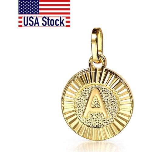 New Initial letter Name Pendant Necklace Gold 26 Letters Round Charm for Women Men Wholesale Pendant Jewelry GP418