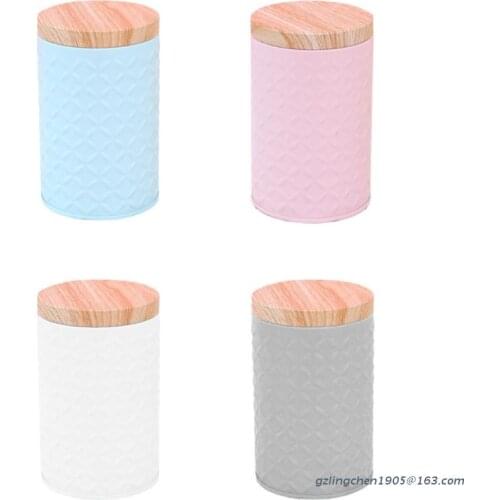 P8DE Wood Grain Tin Box Metal Storage Box Coffee Tea Cans Home Organizer Kitchen Case