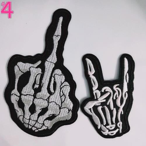 Finger skull iron on patch cloth sticker paches