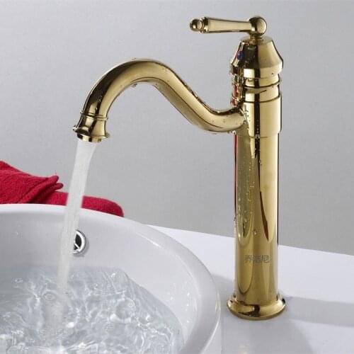 All-copper gold-plated sink faucet Sink faucet kitchen hot and cold faucet basin faucet
