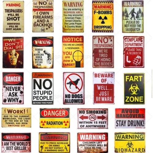 Warning Shot Vintage Metal Tin Signs Art Poster Plate Garage Pub Rustic Plaque Garage Bar Diner Home Wall Art Decoration