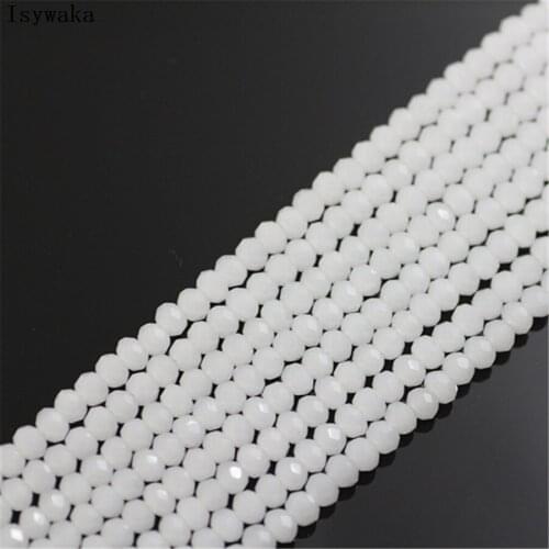 Isywaka Solid white 1800pcs 2mm Rondelle Austria faceted Crystal Glass Beads Loose Spacer Round Beads for Jewelry Making