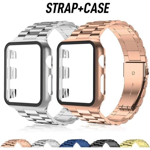 Stainless steel Strap For Apple Watch Band+Case 44mm/42mm 40mm 38mm iwatch smartwatch bracelet For apple watch series 4 3 5 SE 6