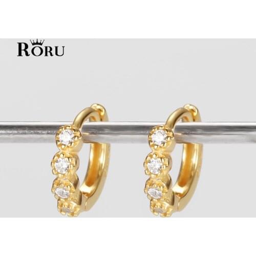 Sterling Silver Earrings 925 Hoop Small Gold Silver 1/4/5 Zircon Ear Rings for Women Girls Luxury Trendy Mini Jewel Party Gifts