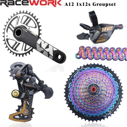 LTWOO AT12 MTB 12 Speed Groupset Shifter Rear Derailleru RACEWORK NX1 Bike Crankset 50T Rainbow Cassette YBN Chain