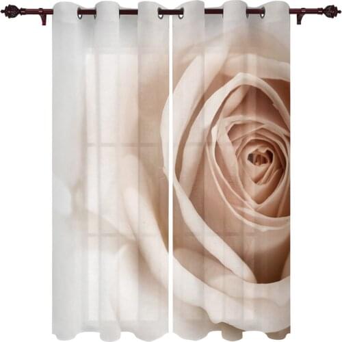 Modern Curtains White Rose Close-Up Baby Room Bedroom Creative Window Curtains Kitchen Living Room Terrace Valance Curtains