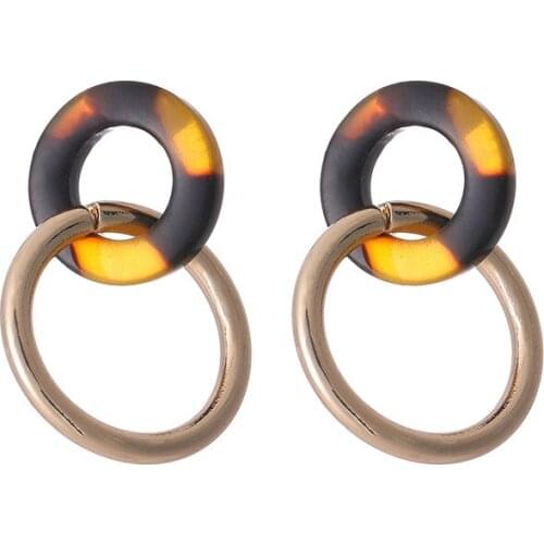 TIMEONLY Simple Toggle Clasp Circle Metal Dangle Earrin Arcylic Vintage Delicate Earring for Women Ladies Jewellery Festival