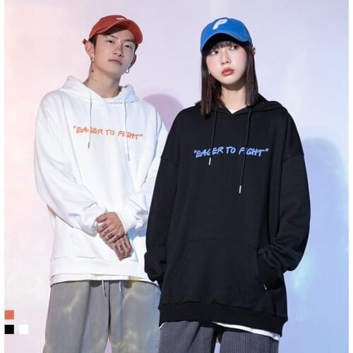 Men Hoodie Sweatshirt Stereoscopic Letter Women Streetwear Casual Black Hooded Pullover Cotton Orange Fleece Hoodies Clothes