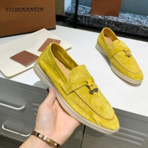 New casual all-match retro flat-bottom shallow mouth soft leather non-slip couple models loafers shoes