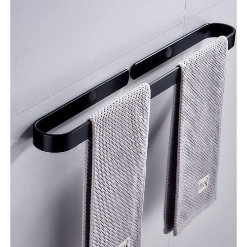 Towel Rack Towel Bar Single-Pole Nordic Hotel Slippers Holder Toilet Towel Hanging Black Aluminum Towel Pole Hardware Pendant