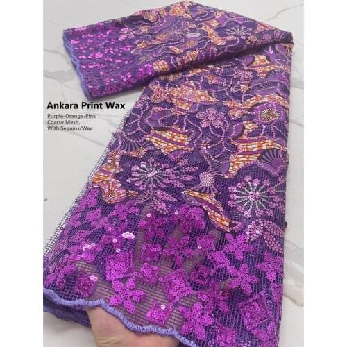 XIYA African Sequined Lace Fabric 2021 Embroidery French Tulle Mesh Lace Nigerian Material Ankara WAX Lace Fabric 4146B